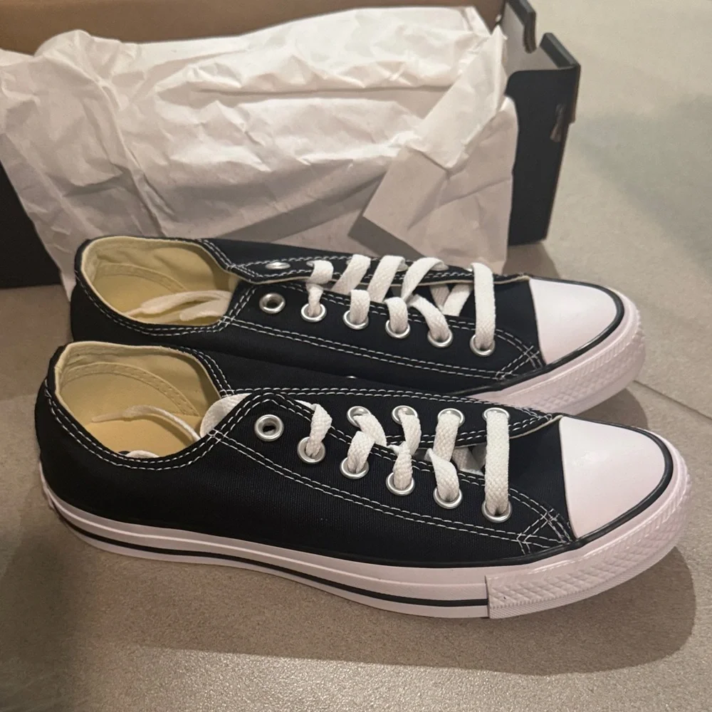 Converse Black & White Low Top Canvas Sneakers - Picture 3 of 4